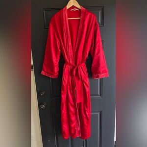 Victoria's Secret Red Satin Tie-Waist Robe